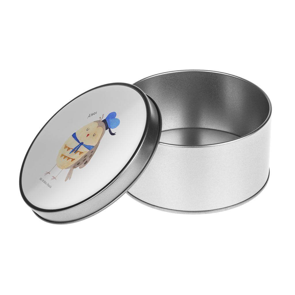 Blechdose rund Eule Matrosen Metalldose, Keksdose, Dose, Vorratsdose, Geschenkbox, Eule, Eule Spruch, Eule Deko, Owl, Wortspiel lustig, Matrose, Freundin, Ehe, Seefahrer, Heimathafen, Hochzeitstag Geschenk