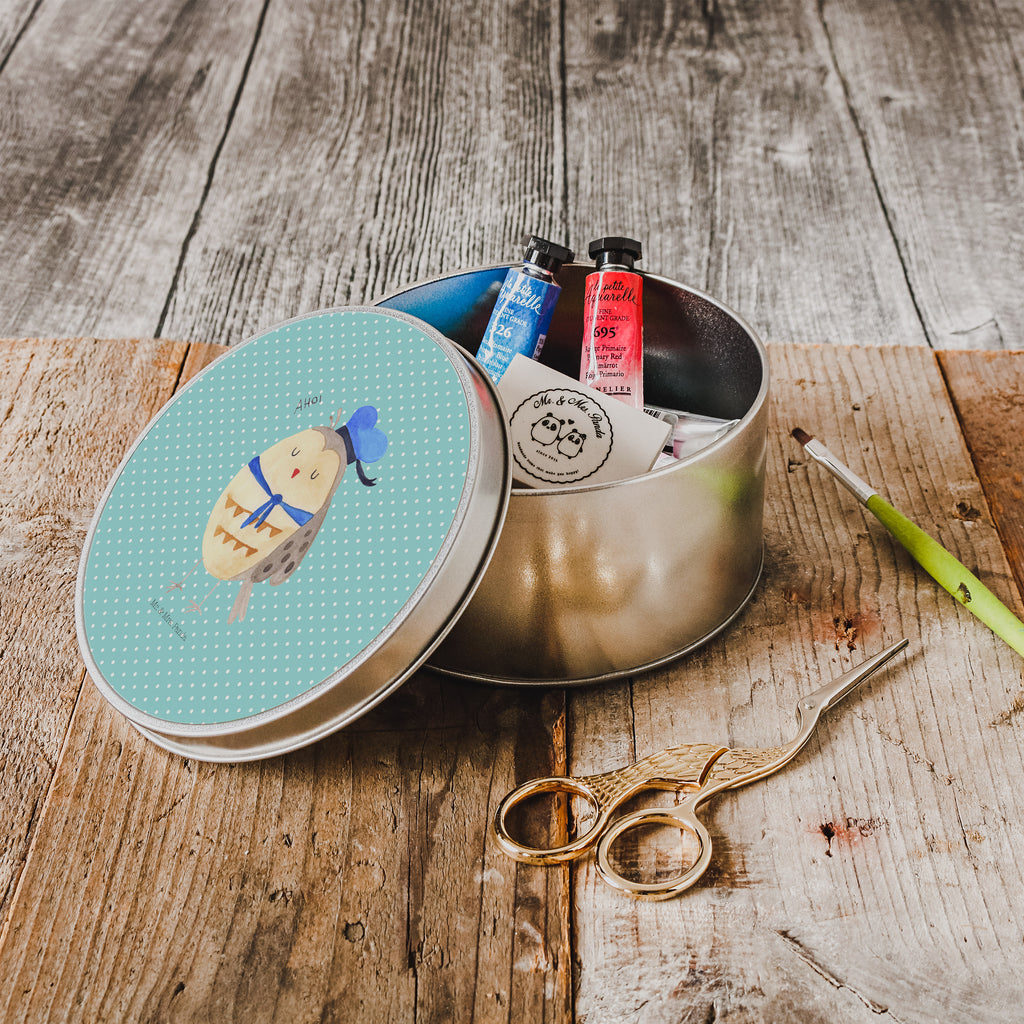 Blechdose rund Eule Matrosen Metalldose, Keksdose, Dose, Vorratsdose, Geschenkbox, Eule, Eule Spruch, Eule Deko, Owl, Wortspiel lustig, Matrose, Freundin, Ehe, Seefahrer, Heimathafen, Hochzeitstag Geschenk
