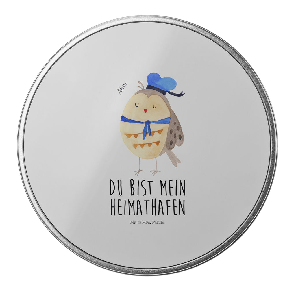 Blechdose rund Eule Matrosen Metalldose, Keksdose, Dose, Vorratsdose, Geschenkbox, Eule, Eule Spruch, Eule Deko, Owl, Wortspiel lustig, Matrose, Freundin, Ehe, Seefahrer, Heimathafen, Hochzeitstag Geschenk