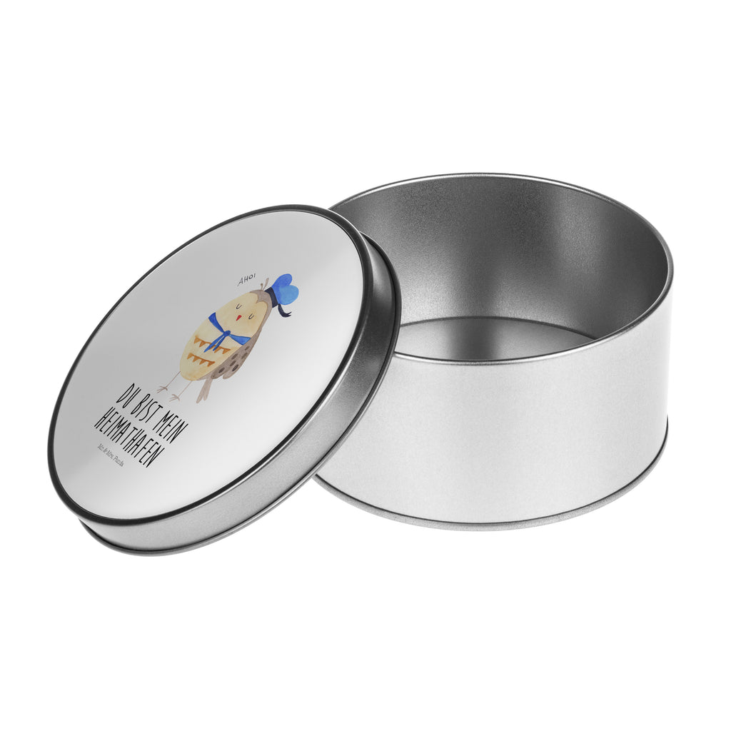 Blechdose rund Eule Matrosen Metalldose, Keksdose, Dose, Vorratsdose, Geschenkbox, Eule, Eule Spruch, Eule Deko, Owl, Wortspiel lustig, Matrose, Freundin, Ehe, Seefahrer, Heimathafen, Hochzeitstag Geschenk