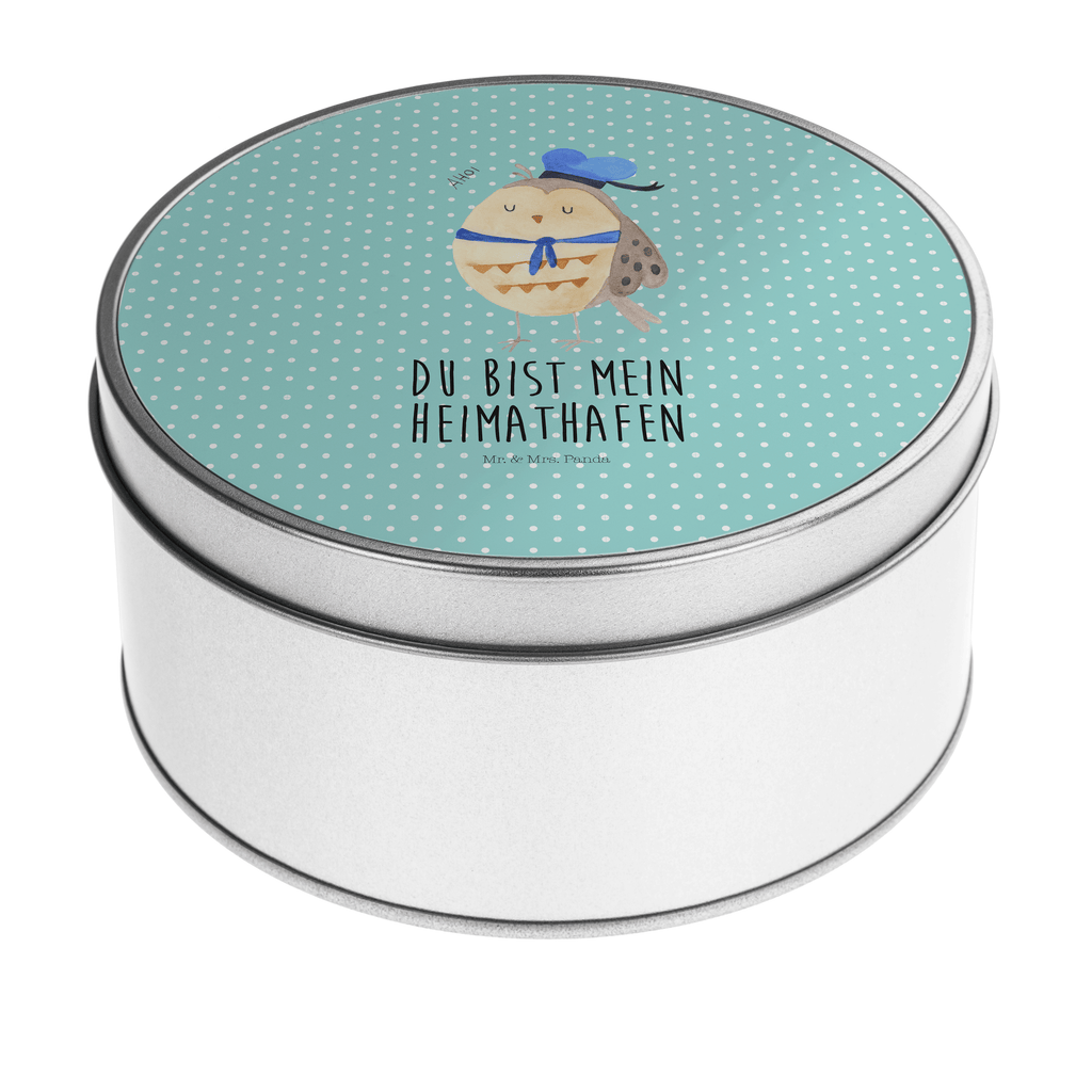 Blechdose rund Eule Matrosen Metalldose, Keksdose, Dose, Vorratsdose, Geschenkbox, Eule, Eule Spruch, Eule Deko, Owl, Wortspiel lustig, Matrose, Freundin, Ehe, Seefahrer, Heimathafen, Hochzeitstag Geschenk