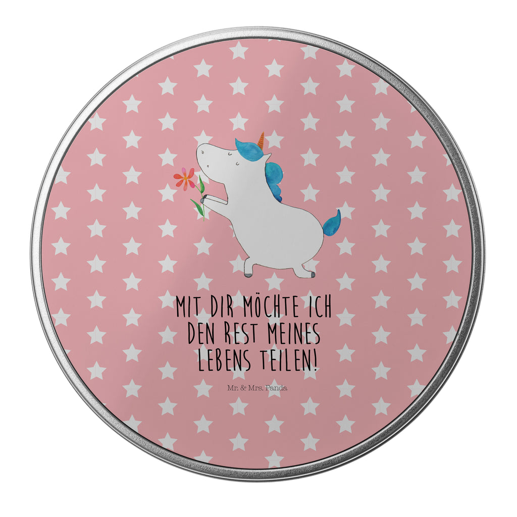 Blechdose rund Einhorn Blume Metalldose, Keksdose, Dose, Vorratsdose, Geschenkbox, Einhorn, Einhörner, Einhorn Deko, Pegasus, Unicorn, Liebe, Liebesbeweis, Antrag, Heiratsantrag, Verlobung, Ehepaar, Pärchen, Partner, Freund, Freundin, Ehe, heiraten