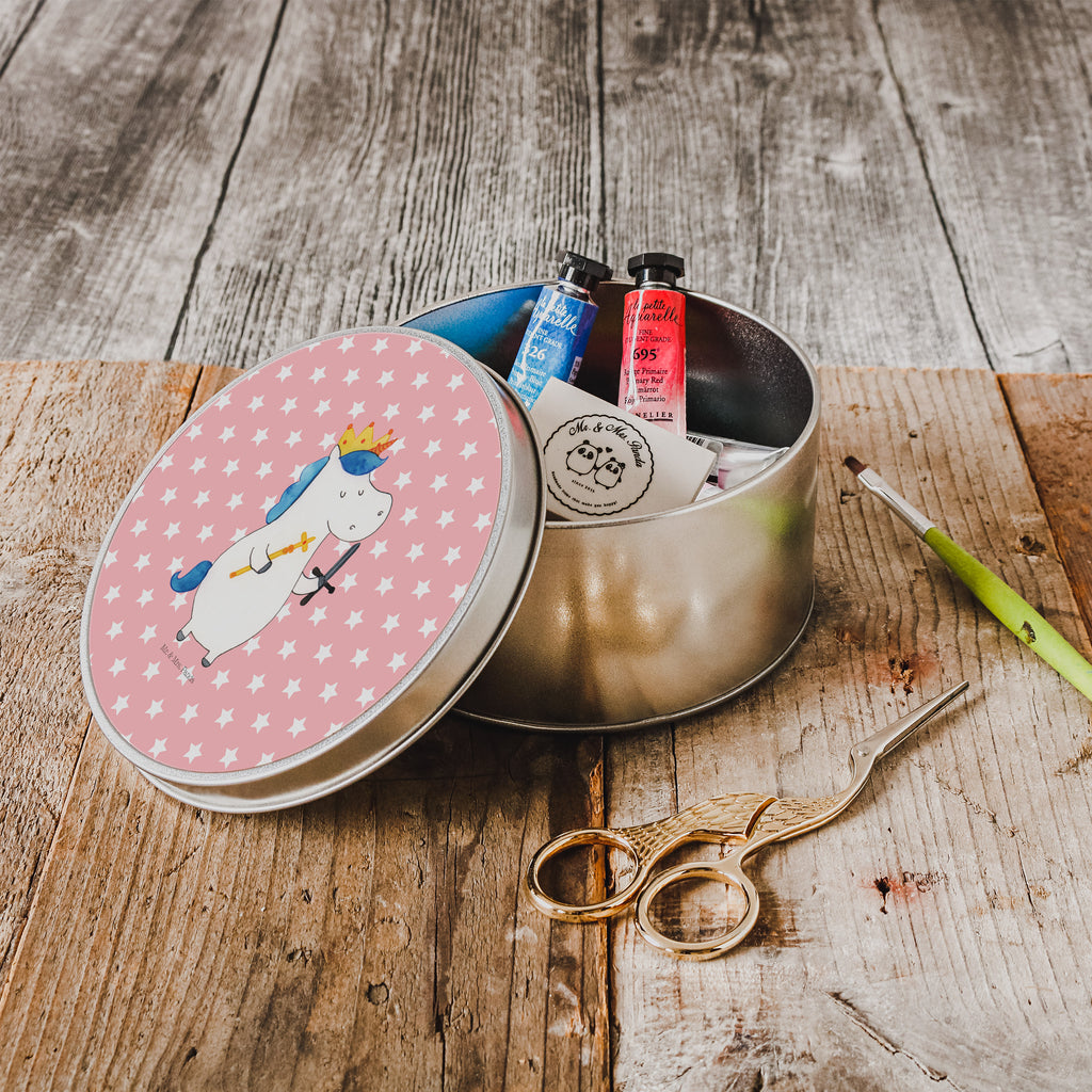 Blechdose rund Einhorn König mit Schwert Metalldose, Keksdose, Dose, Vorratsdose, Geschenkbox, Einhorn, Einhörner, Einhorn Deko, Pegasus, Unicorn, König, Ritter, Mittelalter