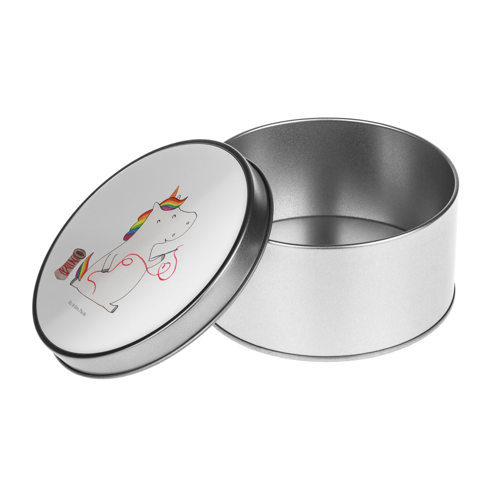Blechdose rund Einhorn Näherin Metalldose, Keksdose, Dose, Vorratsdose, Geschenkbox, Einhorn, Einhörner, Einhorn Deko, Pegasus, Unicorn, Näherin, nähen, Mädchen, Freundin, Häkeln, Stricken, basteln, Nähzimmer