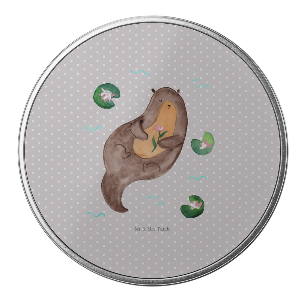 Blechdose rund Otter mit Seerose Metalldose, Keksdose, Dose, Vorratsdose, Geschenkbox, Otter, Fischotter, Seeotter, Otter Seeotter See Otter
