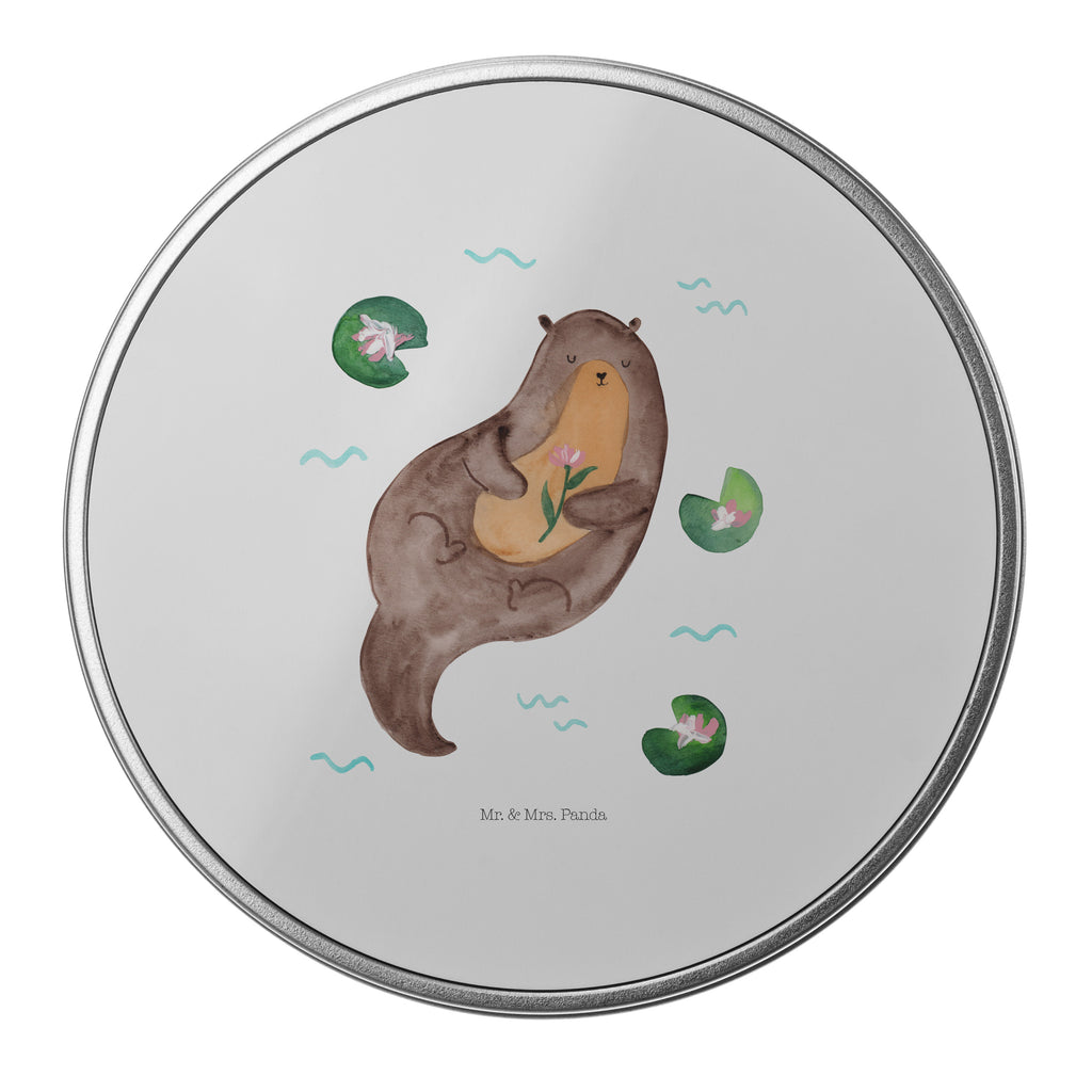Blechdose rund Otter mit Seerose Metalldose, Keksdose, Dose, Vorratsdose, Geschenkbox, Otter, Fischotter, Seeotter, Otter Seeotter See Otter