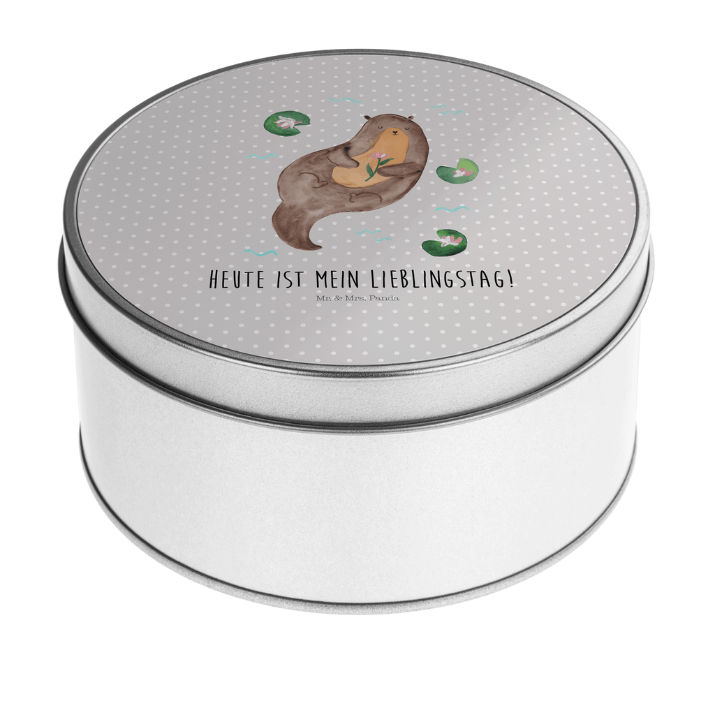 Blechdose rund Otter mit Seerose Metalldose, Keksdose, Dose, Vorratsdose, Geschenkbox, Otter, Fischotter, Seeotter, Otter Seeotter See Otter
