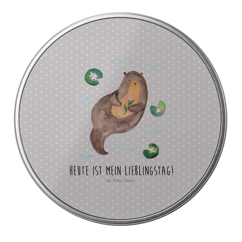 Blechdose rund Otter mit Seerose Metalldose, Keksdose, Dose, Vorratsdose, Geschenkbox, Otter, Fischotter, Seeotter, Otter Seeotter See Otter