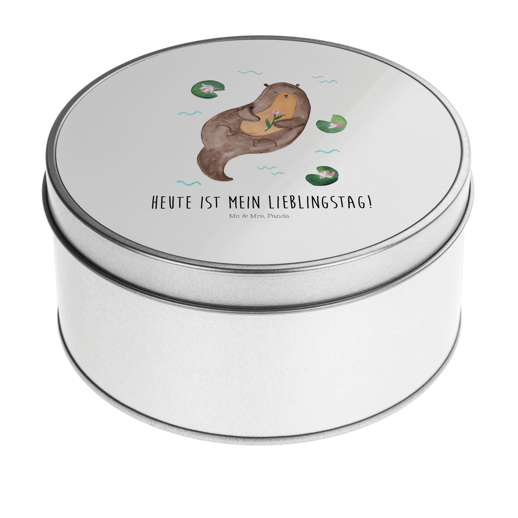 Blechdose rund Otter mit Seerose Metalldose, Keksdose, Dose, Vorratsdose, Geschenkbox, Otter, Fischotter, Seeotter, Otter Seeotter See Otter