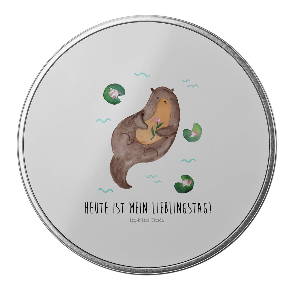 Blechdose rund Otter mit Seerose Metalldose, Keksdose, Dose, Vorratsdose, Geschenkbox, Otter, Fischotter, Seeotter, Otter Seeotter See Otter