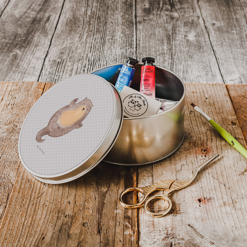 Blechdose rund Otter Umarmen Metalldose, Keksdose, Dose, Vorratsdose, Geschenkbox, Otter, Fischotter, Seeotter, Otter Seeotter See Otter