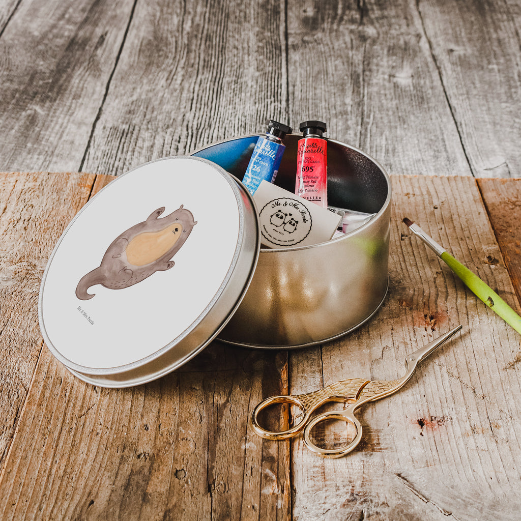 Blechdose rund Otter Umarmen Metalldose, Keksdose, Dose, Vorratsdose, Geschenkbox, Otter, Fischotter, Seeotter, Otter Seeotter See Otter