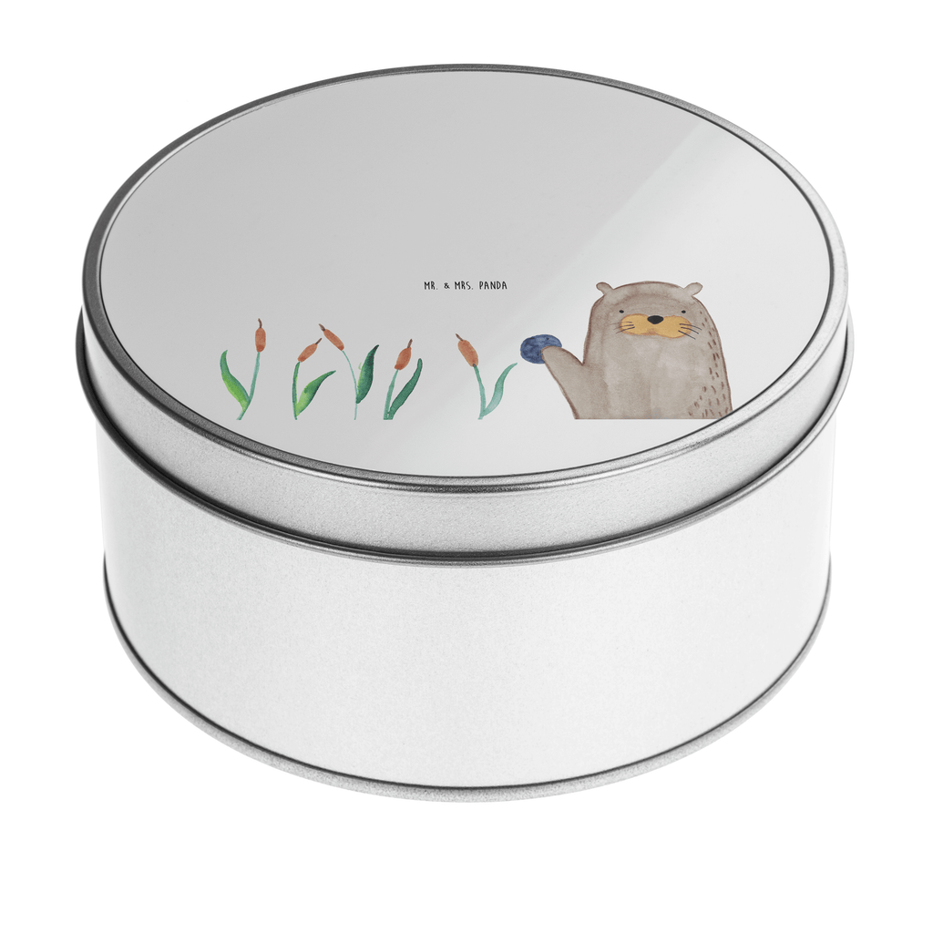 Blechdose rund Otter mit Stein Metalldose, Keksdose, Dose, Vorratsdose, Geschenkbox, Otter, Fischotter, Seeotter, Otter Seeotter See Otter