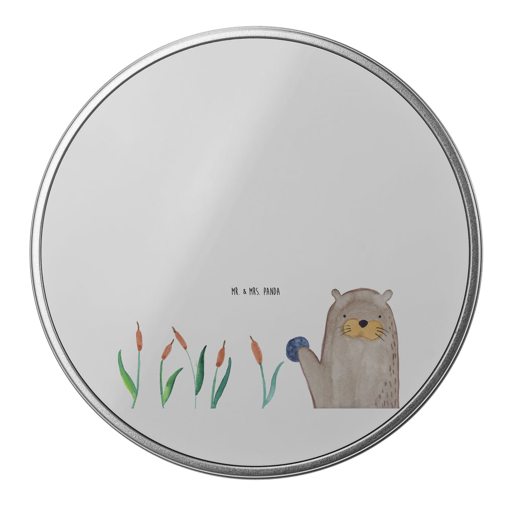 Blechdose rund Otter mit Stein Metalldose, Keksdose, Dose, Vorratsdose, Geschenkbox, Otter, Fischotter, Seeotter, Otter Seeotter See Otter