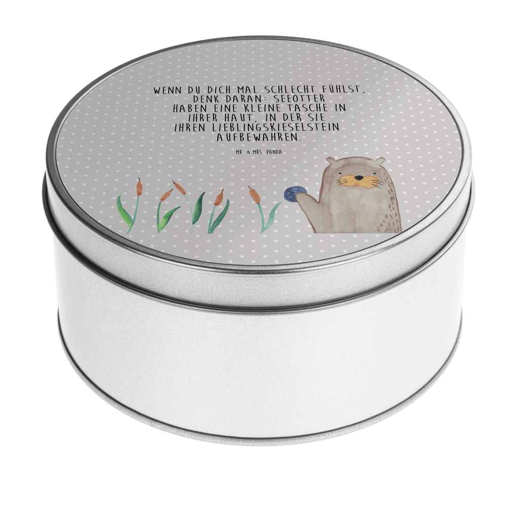 Blechdose rund Otter mit Stein Metalldose, Keksdose, Dose, Vorratsdose, Geschenkbox, Otter, Fischotter, Seeotter, Otter Seeotter See Otter