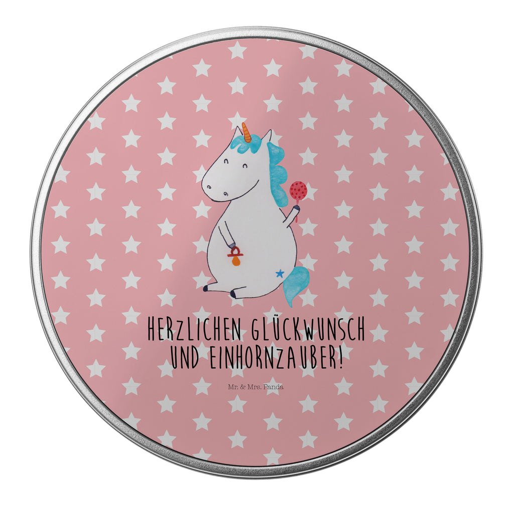 Blechdose rund Einhorn Baby Metalldose, Keksdose, Dose, Vorratsdose, Geschenkbox, Einhorn, Einhörner, Einhorn Deko, Pegasus, Unicorn, Mutter, Geburt, Geburtstag, erstes Kind, Baby, Babyglück, Nachwuchs, Eltern, Party, Kind, Schnuller