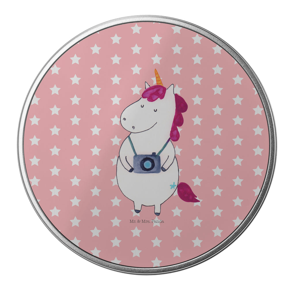 Blechdose rund Einhorn Fotograf Metalldose, Keksdose, Dose, Vorratsdose, Geschenkbox, Einhorn, Einhörner, Einhorn Deko, Pegasus, Unicorn, Fotograf, Fotografie, Kamera, Reisen, Weltreise, Weltenbummler, Urlaub, Tourist, Kurztrip, Reise, Städtereise