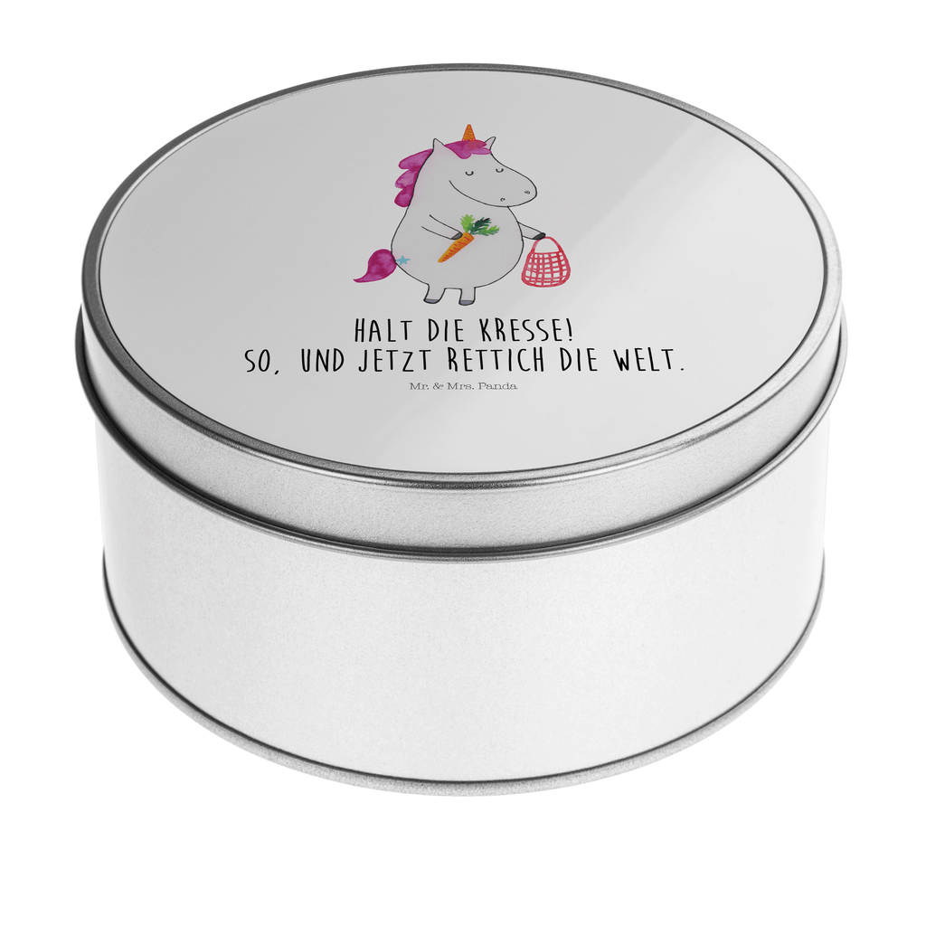 Blechdose rund Einhorn Gemüse Metalldose, Keksdose, Dose, Vorratsdose, Geschenkbox, Einhorn, Einhörner, Einhorn Deko, Pegasus, Unicorn, Biomarkt, Bio, Gemüse, Wochenmarkt