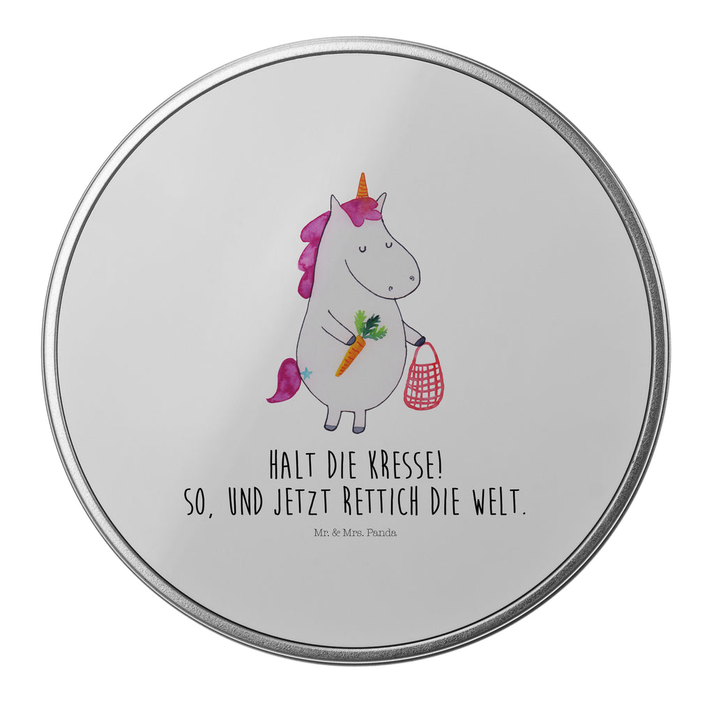 Blechdose rund Einhorn Gemüse Metalldose, Keksdose, Dose, Vorratsdose, Geschenkbox, Einhorn, Einhörner, Einhorn Deko, Pegasus, Unicorn, Biomarkt, Bio, Gemüse, Wochenmarkt