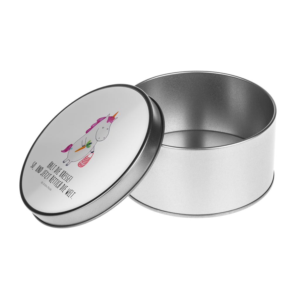 Blechdose rund Einhorn Gemüse Metalldose, Keksdose, Dose, Vorratsdose, Geschenkbox, Einhorn, Einhörner, Einhorn Deko, Pegasus, Unicorn, Biomarkt, Bio, Gemüse, Wochenmarkt