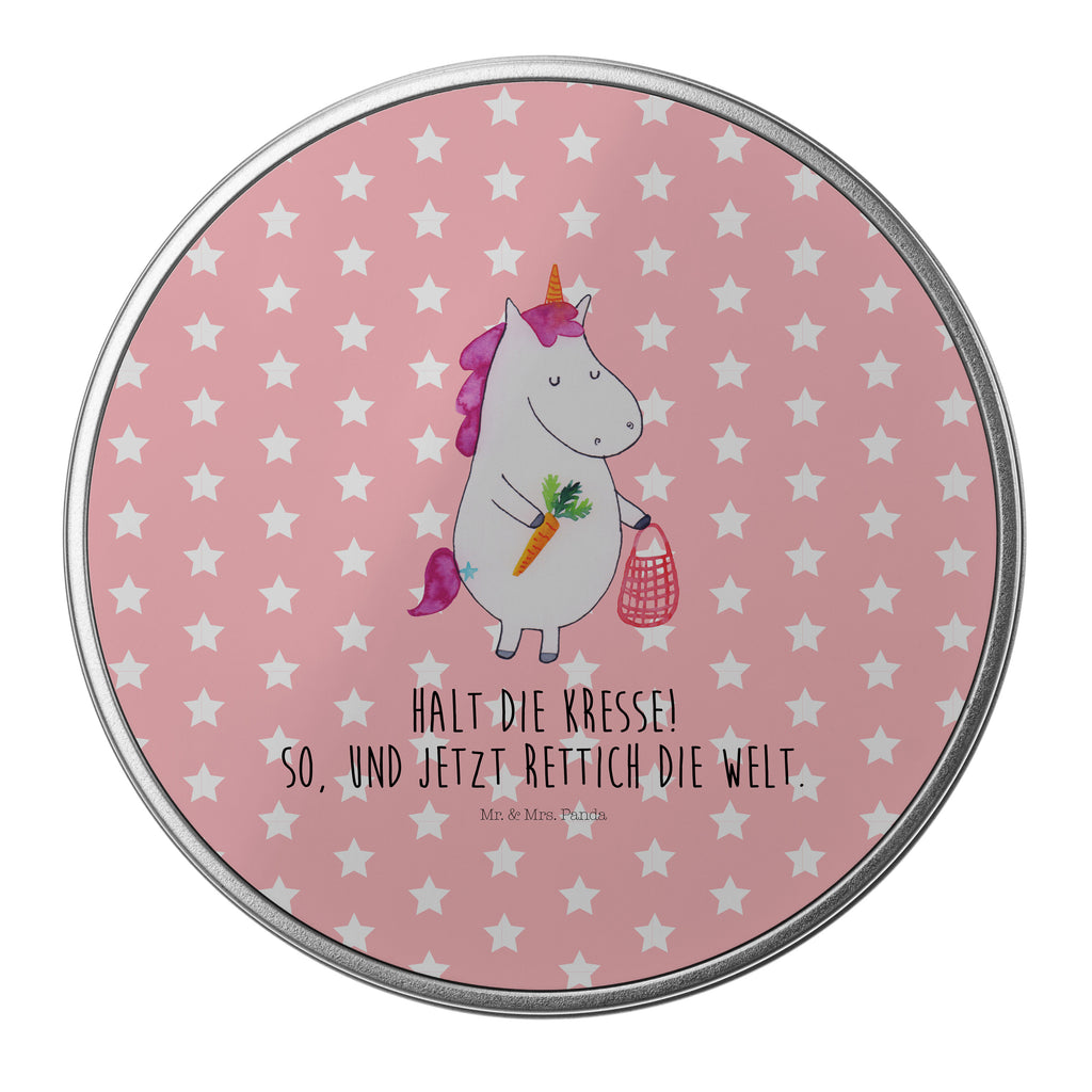 Blechdose rund Einhorn Gemüse Metalldose, Keksdose, Dose, Vorratsdose, Geschenkbox, Einhorn, Einhörner, Einhorn Deko, Pegasus, Unicorn, Biomarkt, Bio, Gemüse, Wochenmarkt