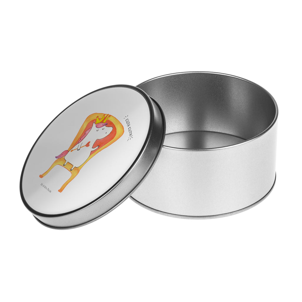 Blechdose rund Einhorn König Metalldose, Keksdose, Dose, Vorratsdose, Geschenkbox, Einhorn, Einhörner, Einhorn Deko, Pegasus, Unicorn, König, Präsident, Bundeskanzler, Herrscher, Kaiser, Prinzessin, Krone