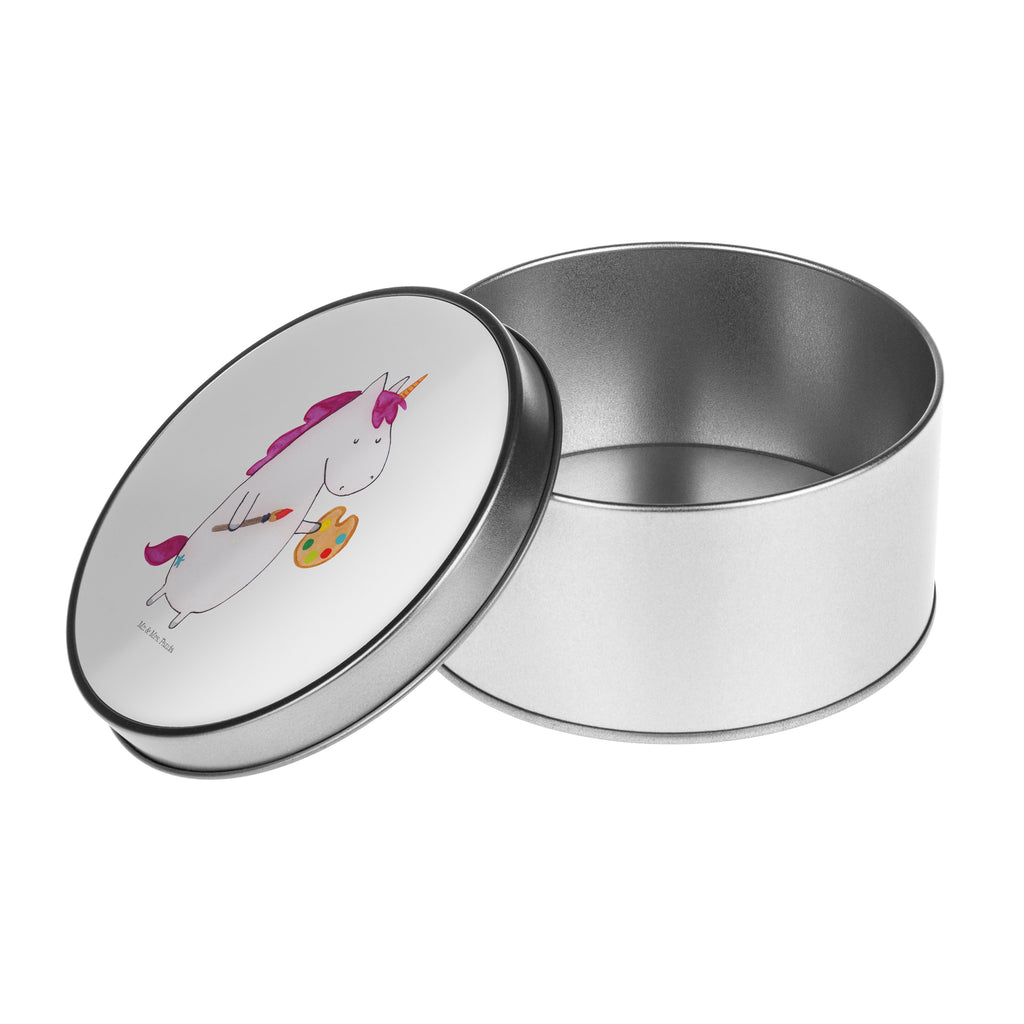 Blechdose rund Einhorn Künstler Metalldose, Keksdose, Dose, Vorratsdose, Geschenkbox, Einhorn, Einhörner, Einhorn Deko, Pegasus, Unicorn, Englisch, Künstler, Artist, Malen, Zeichnen, Welt, Farbe, Stift, Pinsel, Geschenk, Maler