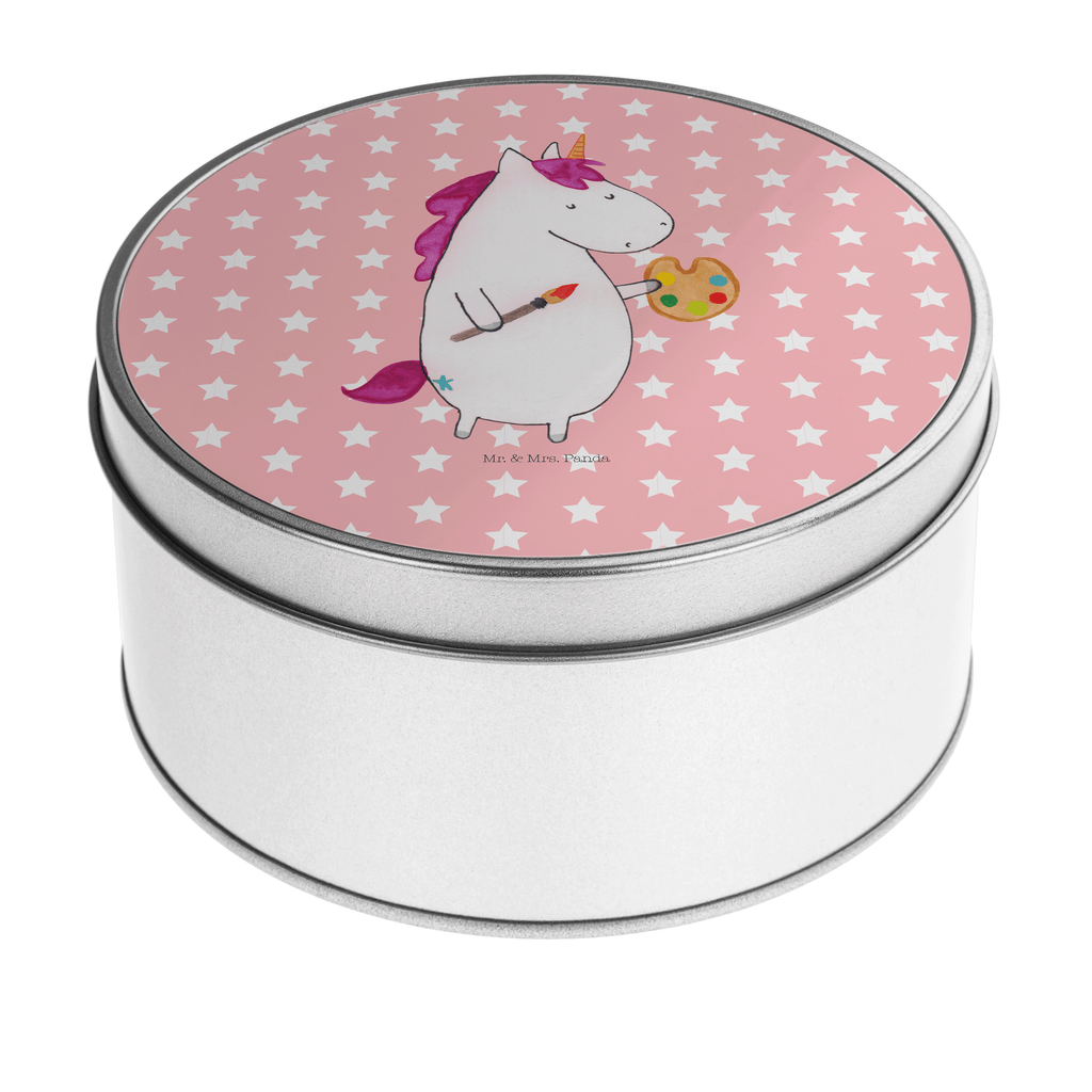 Blechdose rund Einhorn Künstler Metalldose, Keksdose, Dose, Vorratsdose, Geschenkbox, Einhorn, Einhörner, Einhorn Deko, Pegasus, Unicorn, Englisch, Künstler, Artist, Malen, Zeichnen, Welt, Farbe, Stift, Pinsel, Geschenk, Maler