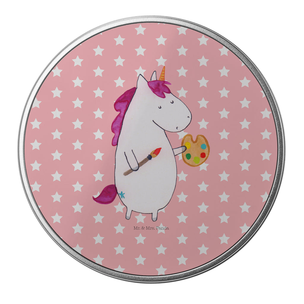 Blechdose rund Einhorn Künstler Metalldose, Keksdose, Dose, Vorratsdose, Geschenkbox, Einhorn, Einhörner, Einhorn Deko, Pegasus, Unicorn, Englisch, Künstler, Artist, Malen, Zeichnen, Welt, Farbe, Stift, Pinsel, Geschenk, Maler
