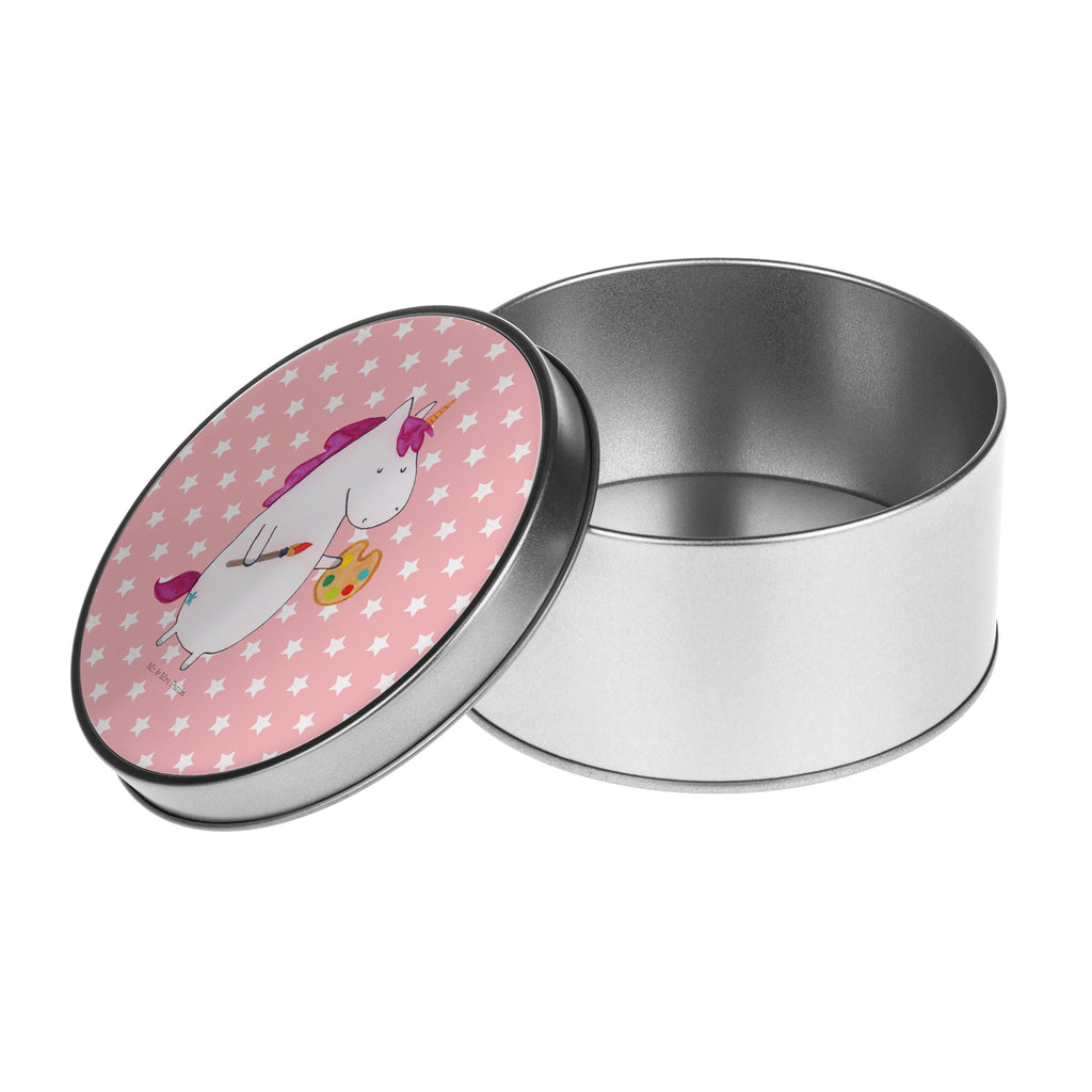 Blechdose rund Einhorn Künstler Metalldose, Keksdose, Dose, Vorratsdose, Geschenkbox, Einhorn, Einhörner, Einhorn Deko, Pegasus, Unicorn, Englisch, Künstler, Artist, Malen, Zeichnen, Welt, Farbe, Stift, Pinsel, Geschenk, Maler