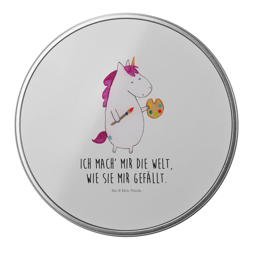 Blechdose rund Einhorn Künstler Metalldose, Keksdose, Dose, Vorratsdose, Geschenkbox, Einhorn, Einhörner, Einhorn Deko, Pegasus, Unicorn, Englisch, Künstler, Artist, Malen, Zeichnen, Welt, Farbe, Stift, Pinsel, Geschenk, Maler