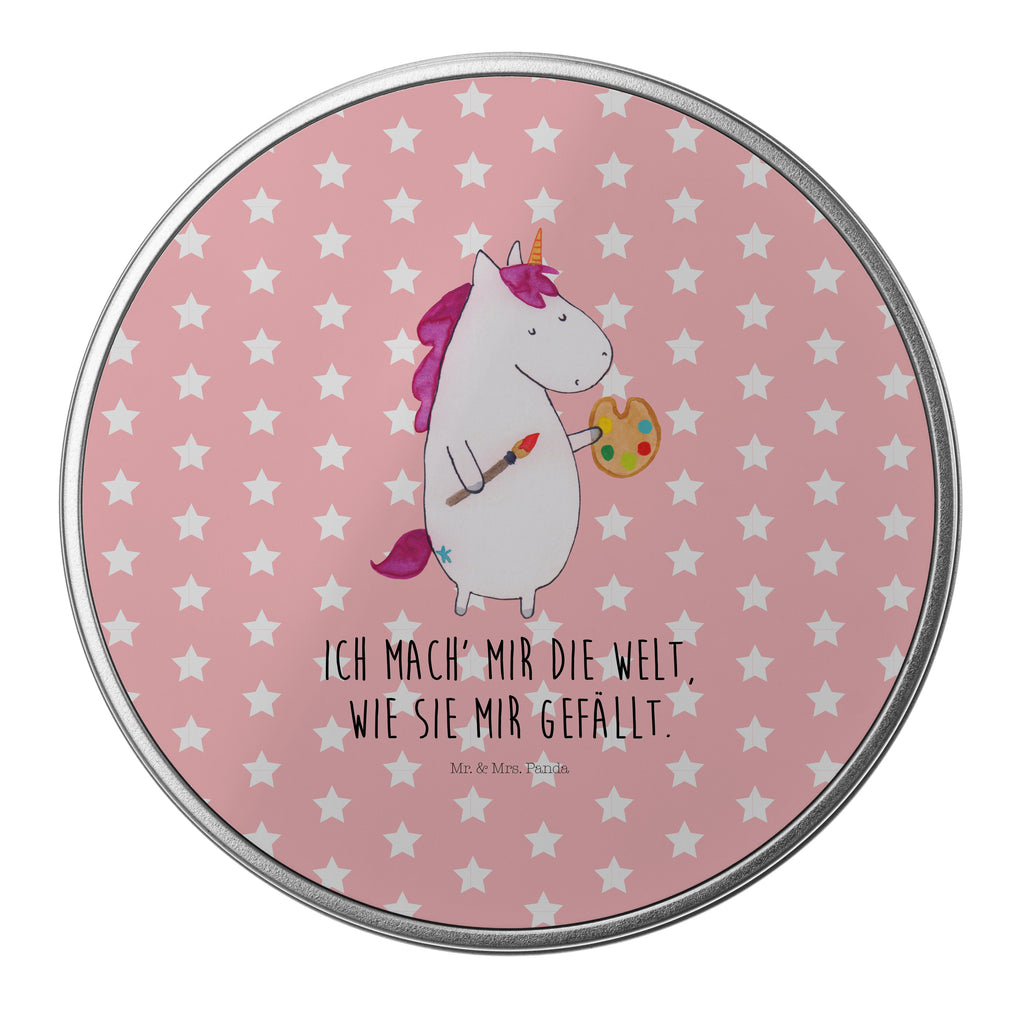 Blechdose rund Einhorn Künstler Metalldose, Keksdose, Dose, Vorratsdose, Geschenkbox, Einhorn, Einhörner, Einhorn Deko, Pegasus, Unicorn, Englisch, Künstler, Artist, Malen, Zeichnen, Welt, Farbe, Stift, Pinsel, Geschenk, Maler