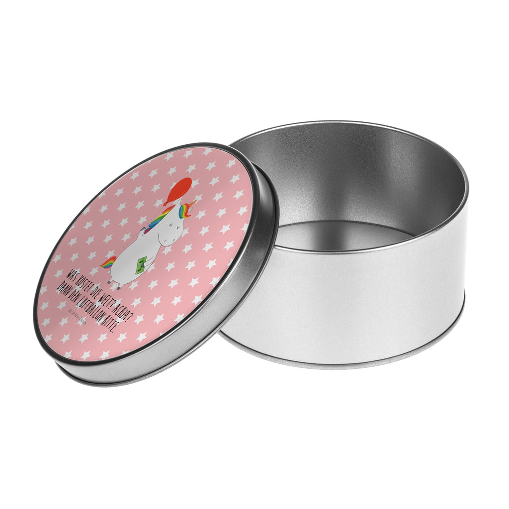 Blechdose rund Einhorn Luftballon Metalldose, Keksdose, Dose, Vorratsdose, Geschenkbox, Einhorn, Einhörner, Einhorn Deko, Pegasus, Unicorn, Luftballon, Geld, Lebenslust, Freude, Geschenk, Freundin