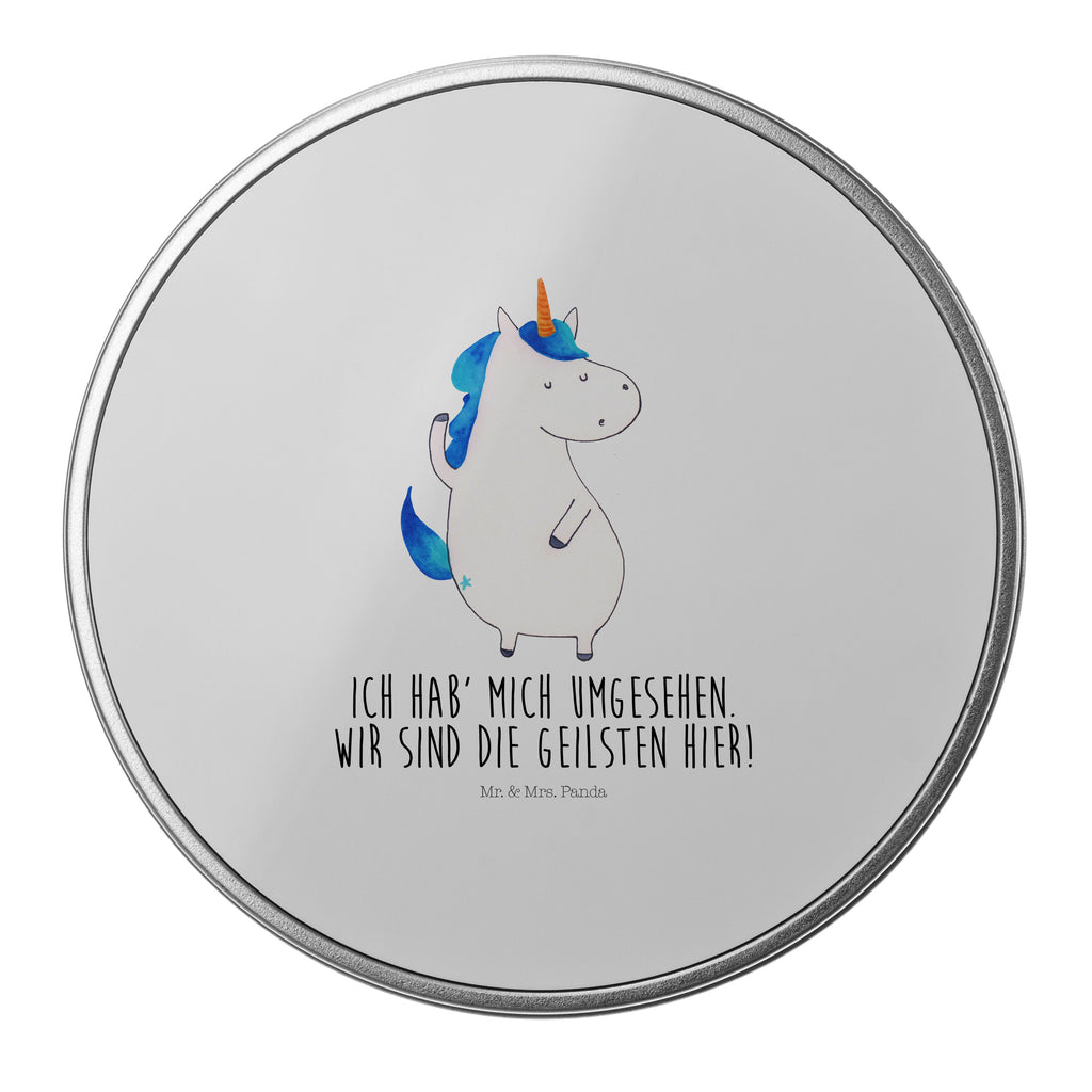 Blechdose rund Einhorn Mann Metalldose, Keksdose, Dose, Vorratsdose, Geschenkbox, Einhorn, Einhörner, Einhorn Deko, Pegasus, Unicorn, cool, Mann, Freundin, Familie, bester Freund, BFF, Party, hübsch, beste