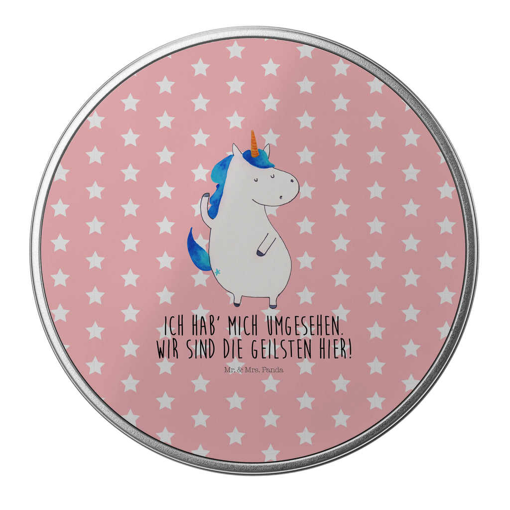 Blechdose rund Einhorn Mann Metalldose, Keksdose, Dose, Vorratsdose, Geschenkbox, Einhorn, Einhörner, Einhorn Deko, Pegasus, Unicorn, cool, Mann, Freundin, Familie, bester Freund, BFF, Party, hübsch, beste