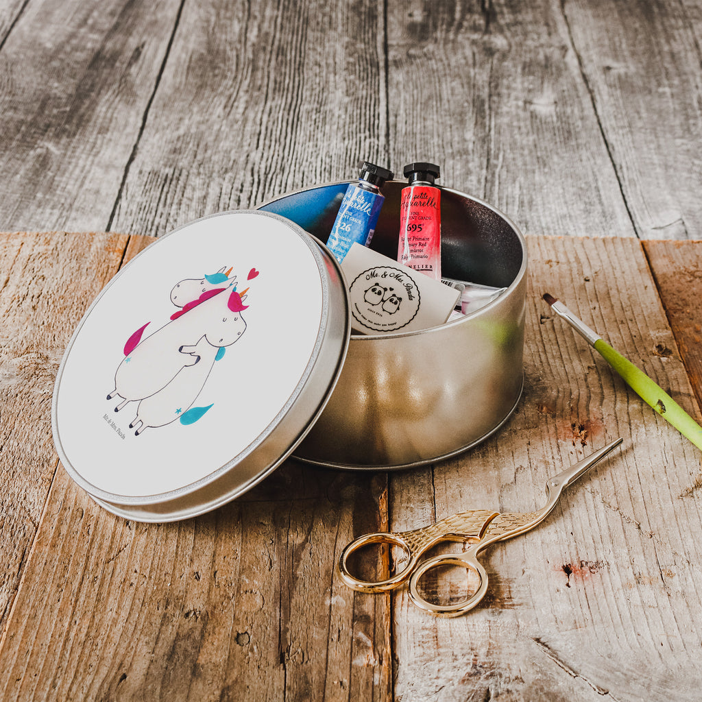 Blechdose rund Einhorn Mitteilung Metalldose, Keksdose, Dose, Vorratsdose, Geschenkbox, Einhorn, Einhörner, Einhorn Deko, Pegasus, Unicorn, Valentinstag, Valentine, Liebe, Geschenk, Partner, Ehe, lustig, witzig, Spruch