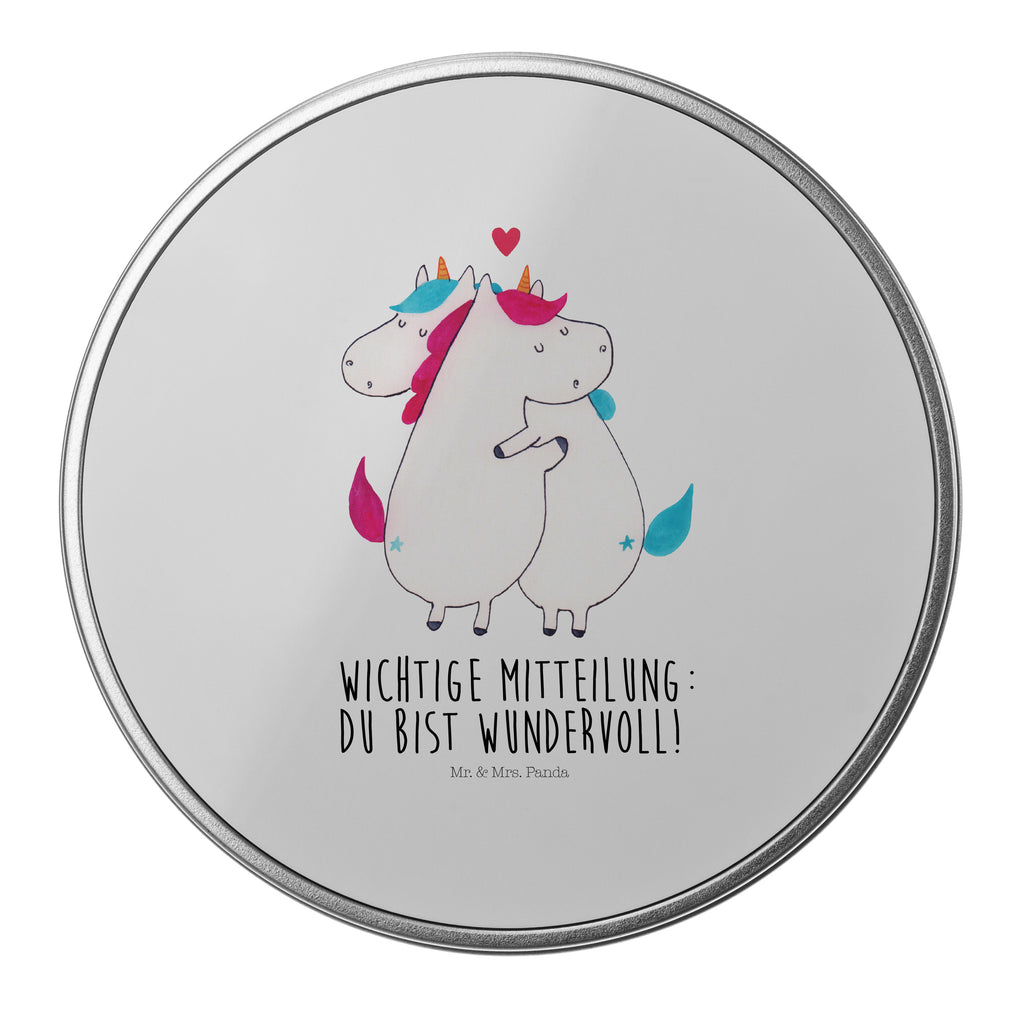 Blechdose rund Einhorn Mitteilung Metalldose, Keksdose, Dose, Vorratsdose, Geschenkbox, Einhorn, Einhörner, Einhorn Deko, Pegasus, Unicorn, Valentinstag, Valentine, Liebe, Geschenk, Partner, Ehe, lustig, witzig, Spruch