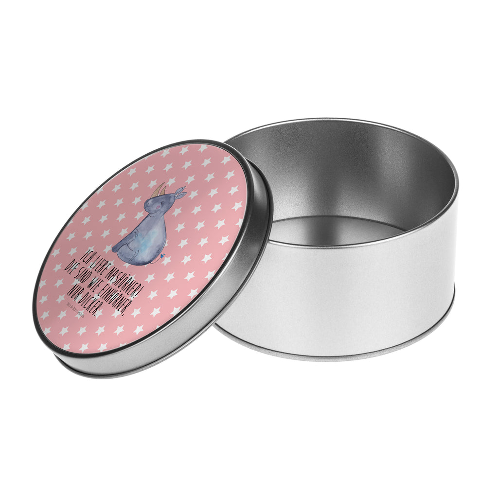 Blechdose rund Einhorn Nashorn Metalldose, Keksdose, Dose, Vorratsdose, Geschenkbox, Einhorn, Einhörner, Einhorn Deko, Pegasus, Unicorn, Regenbogen, witzig, lustig, Zoo, Glitzer, Einhornpower, Erwachsenwerden, Nashorn, Nashörner