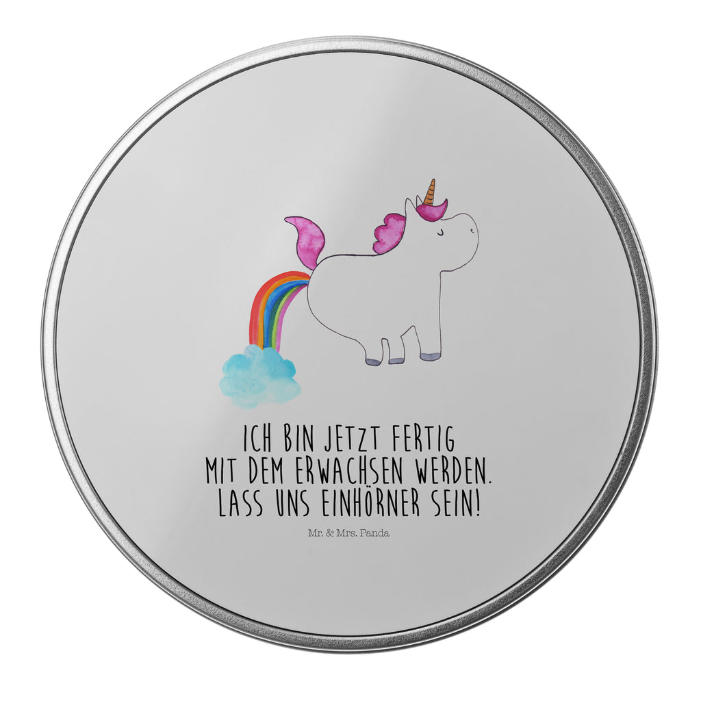 Blechdose rund Einhorn Pupsend Metalldose, Keksdose, Dose, Vorratsdose, Geschenkbox, Einhorn, Einhörner, Einhorn Deko, Pegasus, Unicorn, Pups, Regenbogen, Glitzer, Einhornpower, Erwachsenwerden, Spaß, lustig, Freundin