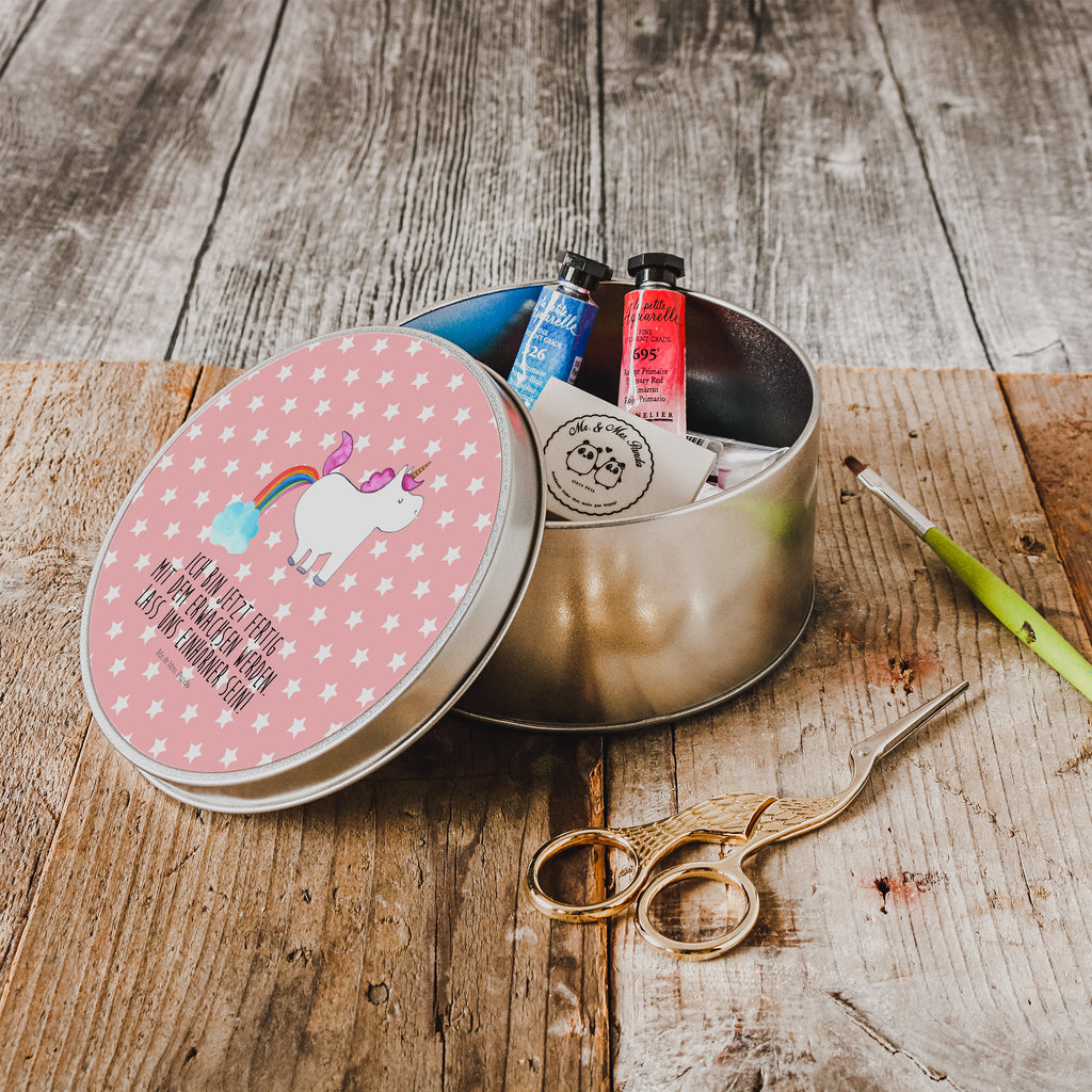 Blechdose rund Einhorn Pupsend Metalldose, Keksdose, Dose, Vorratsdose, Geschenkbox, Einhorn, Einhörner, Einhorn Deko, Pegasus, Unicorn, Pups, Regenbogen, Glitzer, Einhornpower, Erwachsenwerden, Spaß, lustig, Freundin