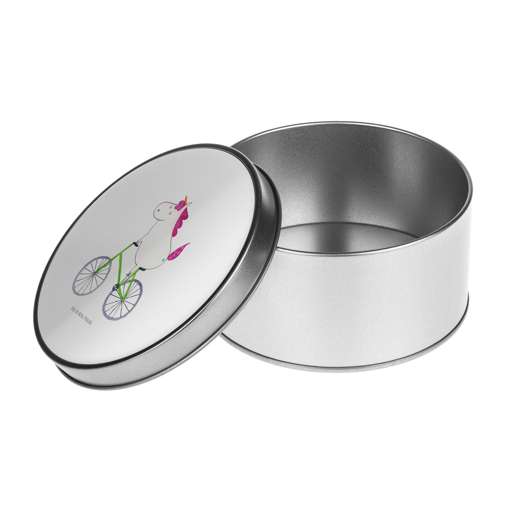 Blechdose rund Einhorn Radfahrer Metalldose, Keksdose, Dose, Vorratsdose, Geschenkbox, Einhorn, Einhörner, Einhorn Deko, Pegasus, Unicorn, Radfahren, Radfahrer, Rad, Bike, Feenstaub, Konfetti, Luxusproblem, Kummer, Liebeskummer