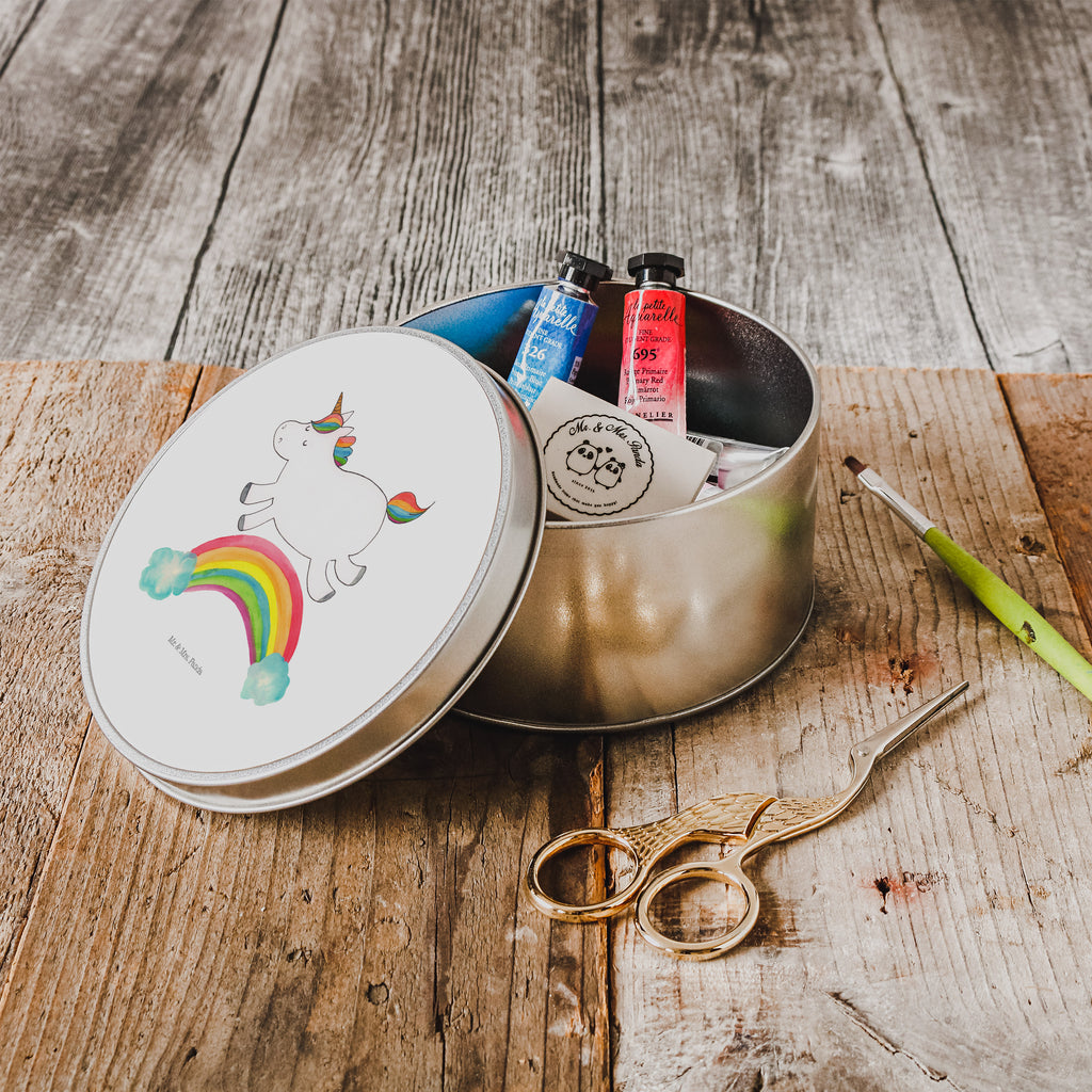 Blechdose rund Einhorn Regenbogen Metalldose, Keksdose, Dose, Vorratsdose, Geschenkbox, Einhorn, Einhörner, Einhorn Deko, Pegasus, Unicorn, Regenbogen, Glitzer, Einhornpower, Erwachsenwerden, Einhornautobahn