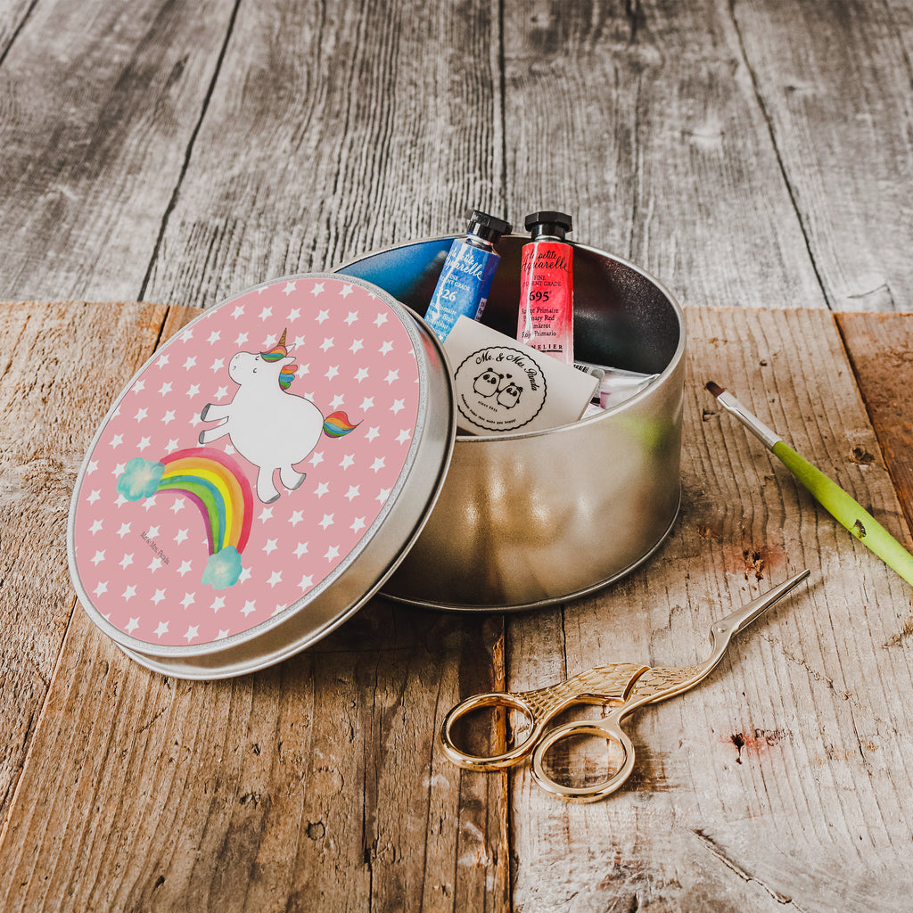 Blechdose rund Einhorn Regenbogen Metalldose, Keksdose, Dose, Vorratsdose, Geschenkbox, Einhorn, Einhörner, Einhorn Deko, Pegasus, Unicorn, Regenbogen, Glitzer, Einhornpower, Erwachsenwerden, Einhornautobahn