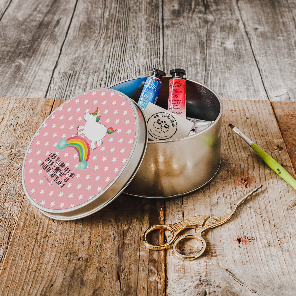 Blechdose rund Einhorn Regenbogen Metalldose, Keksdose, Dose, Vorratsdose, Geschenkbox, Einhorn, Einhörner, Einhorn Deko, Pegasus, Unicorn, Regenbogen, Glitzer, Einhornpower, Erwachsenwerden, Einhornautobahn