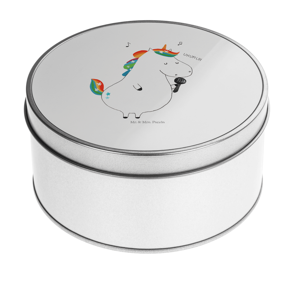 Blechdose rund Einhorn Sänger Metalldose, Keksdose, Dose, Vorratsdose, Geschenkbox, Einhorn, Einhörner, Einhorn Deko, Pegasus, Unicorn, Glitzer, Konfetti, Party, Geburtstag, Feier, Fest, Disco, Sängerin, Sänger, Freundin