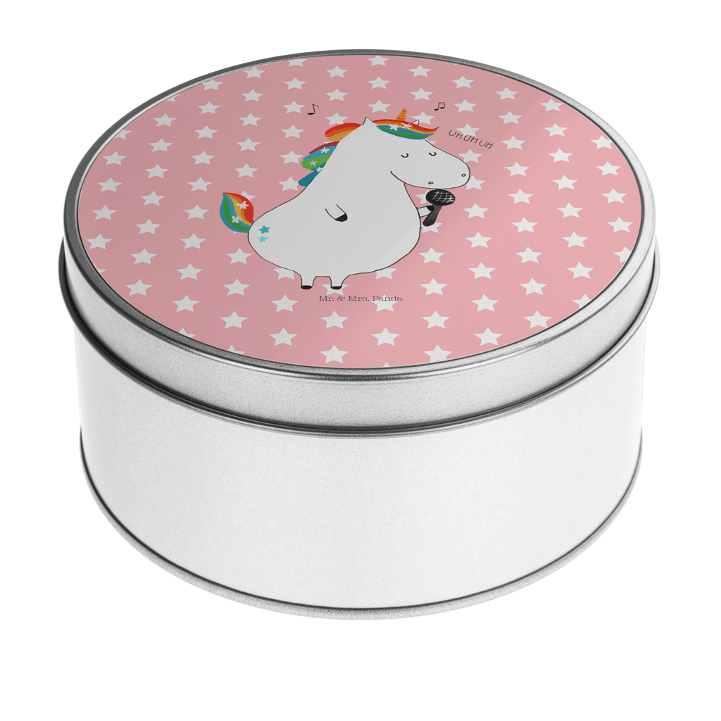 Blechdose rund Einhorn Sänger Metalldose, Keksdose, Dose, Vorratsdose, Geschenkbox, Einhorn, Einhörner, Einhorn Deko, Pegasus, Unicorn, Glitzer, Konfetti, Party, Geburtstag, Feier, Fest, Disco, Sängerin, Sänger, Freundin