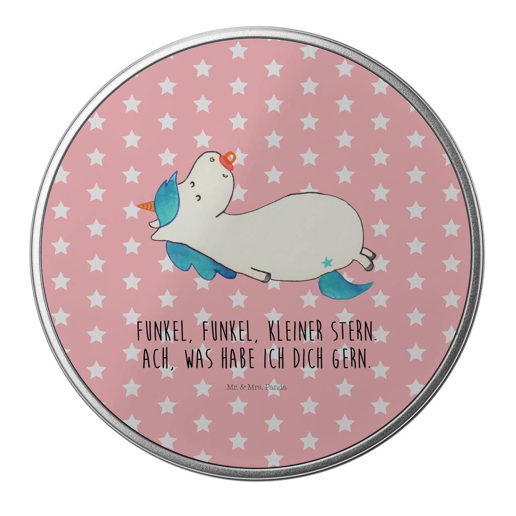 Blechdose rund Einhorn Schnullie Metalldose, Keksdose, Dose, Vorratsdose, Geschenkbox, Einhorn, Einhörner, Einhorn Deko, Pegasus, Unicorn, Baby, Kleinkind, Geburt, Geburtstag, Säugling, Schnuller, Geschenk Geburt, Mutter, Mama