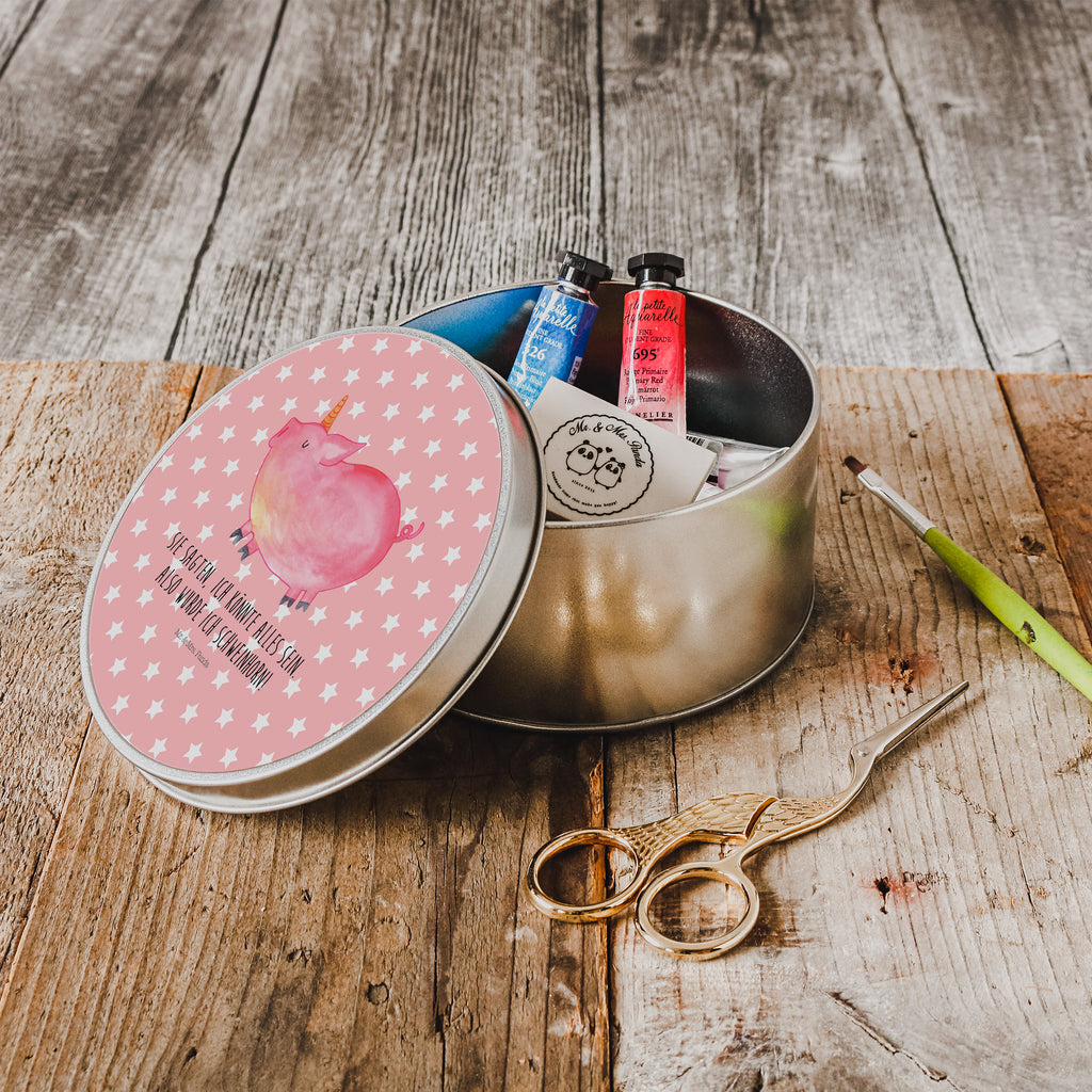 Blechdose rund Einhorn Schweinhorn Metalldose, Keksdose, Dose, Vorratsdose, Geschenkbox, Einhorn, Einhörner, Einhorn Deko, Pegasus, Unicorn, Party, Spaß, Schwein, Schweinhorn, Bauer, witzig. lustig, Spruch, geschenk, Pig, Piggy, funny, english, englisch