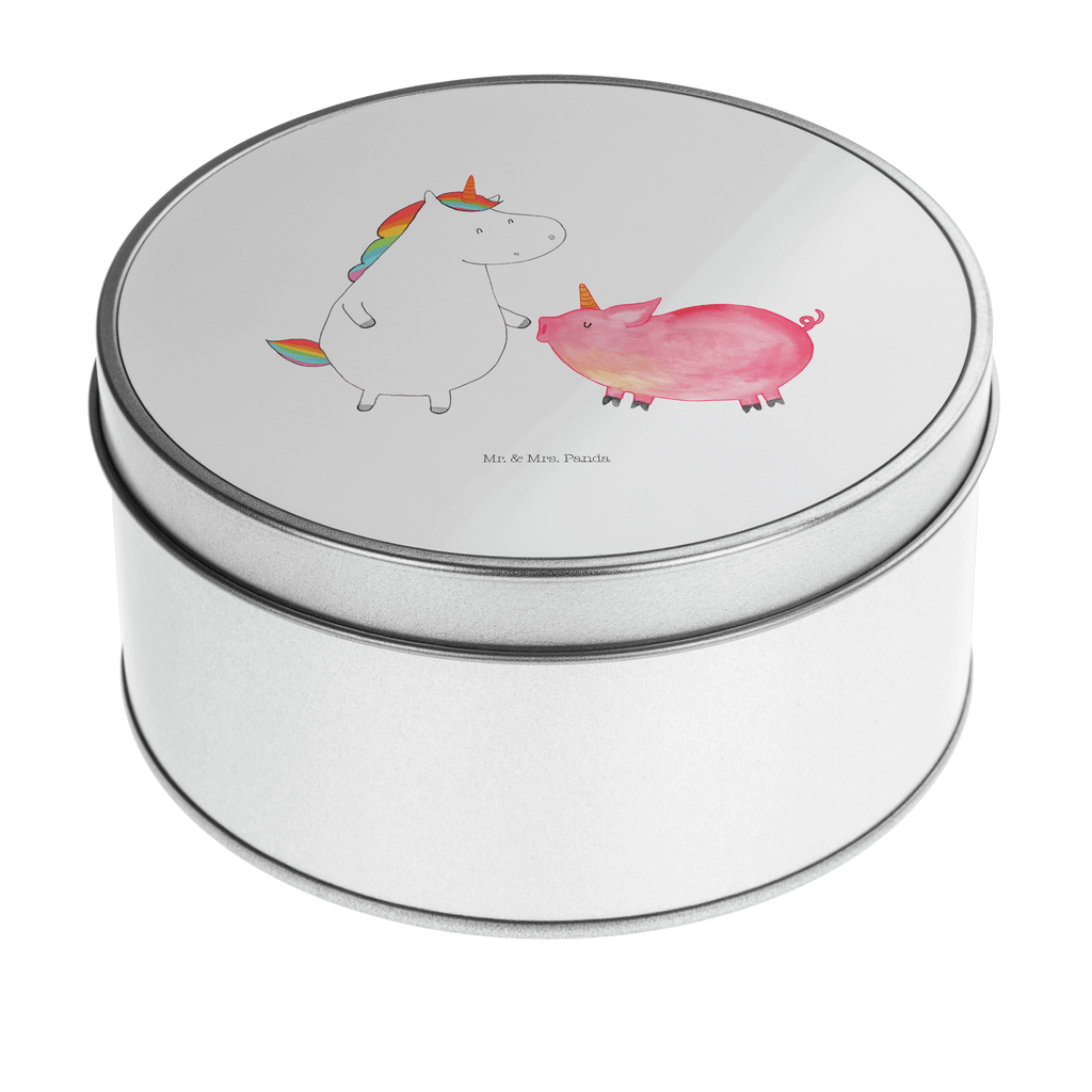 Blechdose rund Einhorn + Schweinhorn Metalldose, Keksdose, Dose, Vorratsdose, Geschenkbox, Einhorn, Einhörner, Einhorn Deko, Pegasus, Unicorn, Freundschaft, Schweinhorn, Schwein, Freundin, Schweinchen