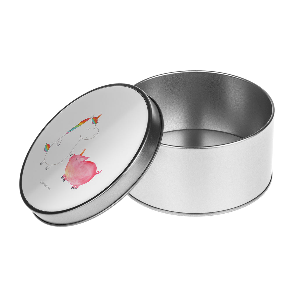 Blechdose rund Einhorn + Schweinhorn Metalldose, Keksdose, Dose, Vorratsdose, Geschenkbox, Einhorn, Einhörner, Einhorn Deko, Pegasus, Unicorn, Freundschaft, Schweinhorn, Schwein, Freundin, Schweinchen